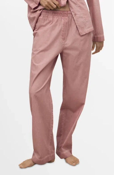 Mango Garment-dyed Cotton Pajama Pants In Pink