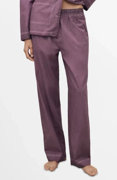 Mango Garment-dyed Cotton Pajama Pants In Purple