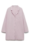 Mango Garment Washed Cotton Nightgown In Purple