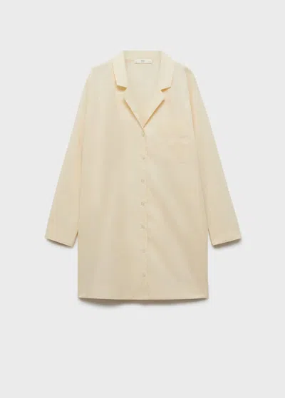 MANGO GARMENT-WASHED COTTON NIGHTGOWN VANILLA