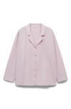 Mango Garment Washed Cotton Pajama Top In Lilac