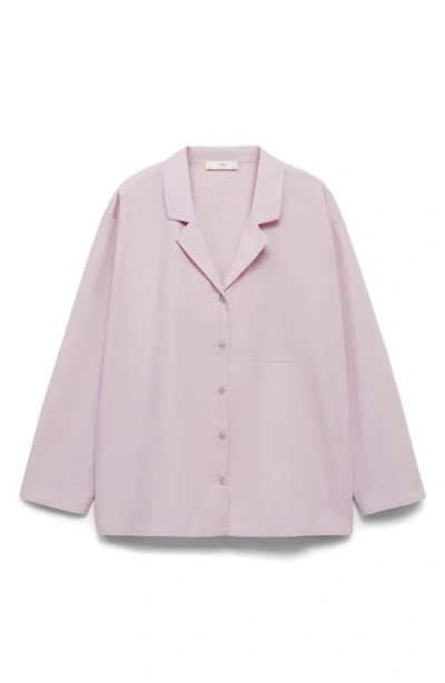 Mango Garment Washed Cotton Pajama Top In Lilac