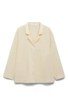 Mango Garment Washed Cotton Pajama Top In Vanilla