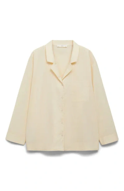 Mango Garment Washed Cotton Pajama Top In Vanilla