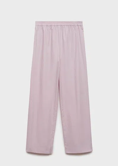 Mango Garment Washed Cotton Pants Lilac