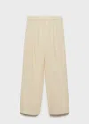 Mango Garment Washed Cotton Pants Vanilla
