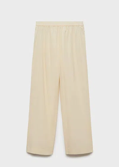 Mango Garment Washed Cotton Pants Vanilla