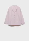 Mango Garment Washed Cotton Pajama Top In Purple