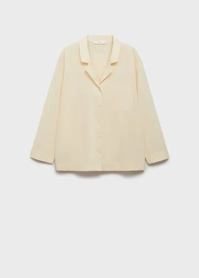 Mango Garment Washed Cotton Shirt Vanilla