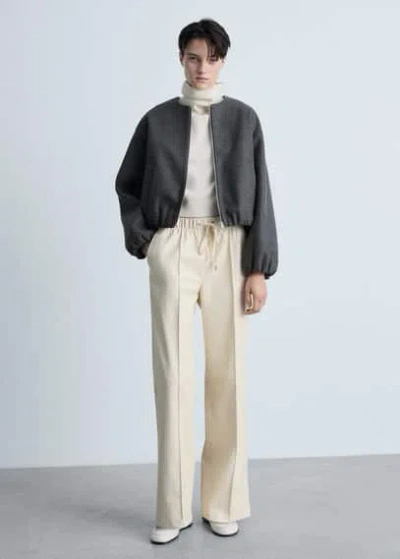 Mango Gathered Bomber Jacket Grey