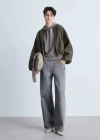Mango Gathered Bomber Jacket Khaki In Khaki