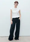 Mango T-shirt Froncé Coton Blanc - Femme - L -