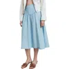 Mango Gathered Denim Midi Skirt