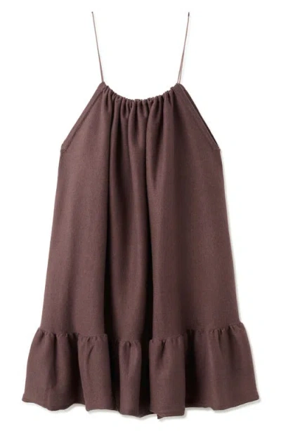 Mango Gathered Halter Neck Mini Dress In Wine
