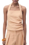 Mango Gathered Halter Top In Neutral