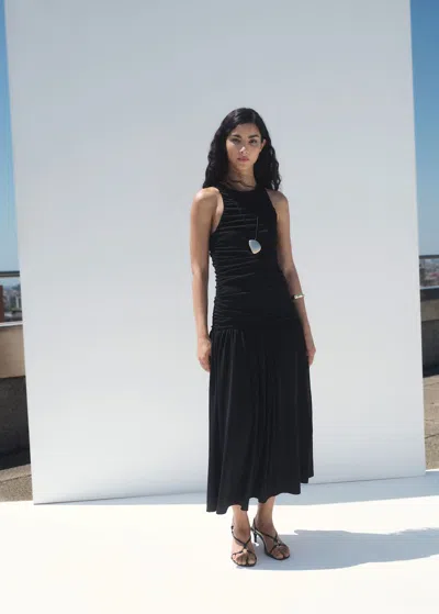Mango Gathered Midi Dress