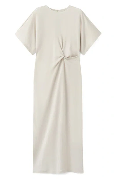 Mango Gathered Midi Dress In White
