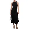 Mango Midi-dress With Draped Detail Black In Black