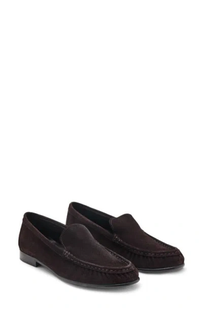 Mango Gathered Suede Moccasins Chocolate In Brown