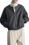Mango Gathered Waist Bomber Jacket In Gray