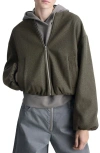 Mango Gathered Waist Bomber Jacket In Khaki Green
