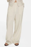 Mango Stripe Straight Leg Pants In Ecru