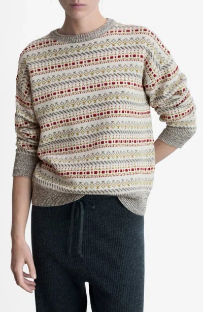 Mango Geometric Jacquard Crewneck Sweater In Grey