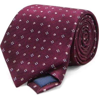 Mango Geometric Medallion Silk Blend Tie In Burgundy