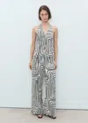 Mango Geometric-print Linen Waistcoat Ecru