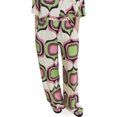 Mango Geometric Print Straight Leg Pants In Multi