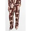 Mango Geometric Print Wide Leg Drawstring Pants In Brown