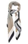 Mango Geometric Stripe Satin Square Scarf In Multi