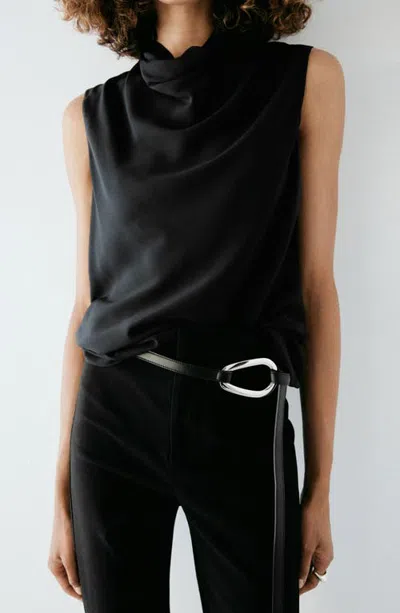 Mango Georges Draped Neck Tank In Black
