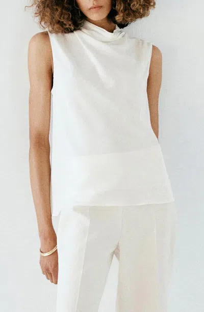 Mango Georges Draped Neck Tank In White