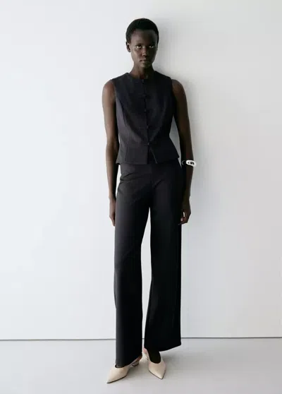 Mango Gilet À Brandebourgs, Détail Coutures In Gris Anthracite