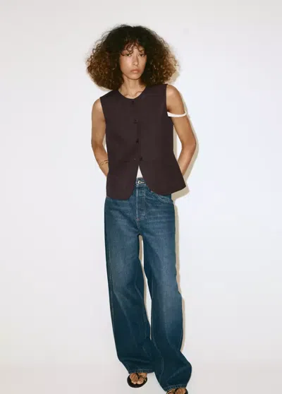 Mango Gilet Boutons Lyocell In Brown