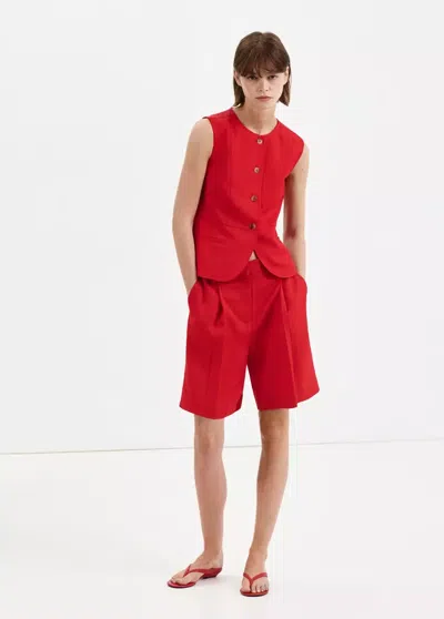 Mango Gilet Boutons Lyocell In Red