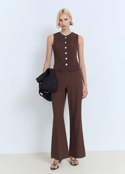 Mango Gilet Costume Boutons Marron - Femme - Xl -