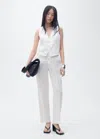 Mango Linen Suit Waistcoat Off White In Blanc Cassé