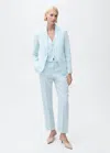 Mango Gilet Costume Lin Bleu Ciel - Femme - 4xl -