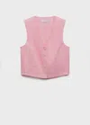 Mango Linen Suit Waistcoat Light Pink In Light Pink