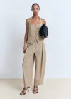 Mango Suit Vest With Linen Medium Brown
