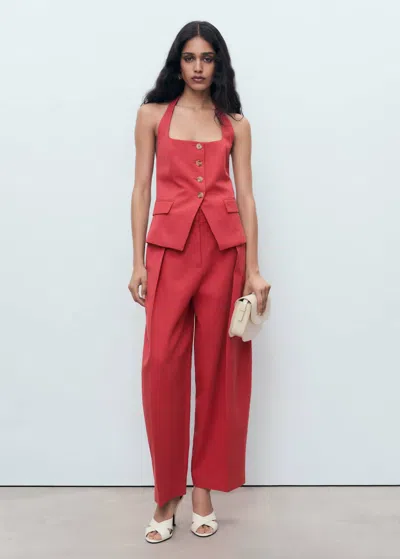 Mango Linen-blend Suit Vest In Red