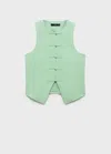 Mango Linen-blend Suit Waistcoat Pastel Green In Green