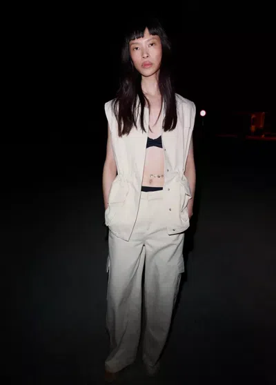 Mango Gilet Denim Oversize In Sand