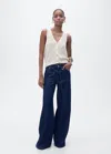 Mango Chunky Knit Vest With Buttons Ecru In Ecru