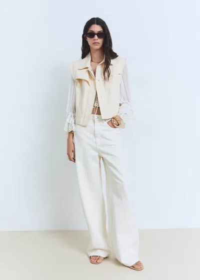 Mango Denim-effect Waistcoat Ecru