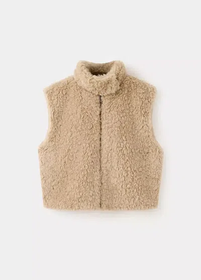 Mango Kids' Gilet Effet Imitation Mouton In Marron Moyen