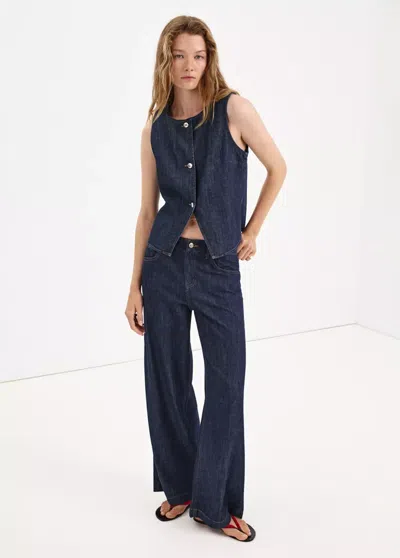 Mango Gilet En Jean Boutons In Blue