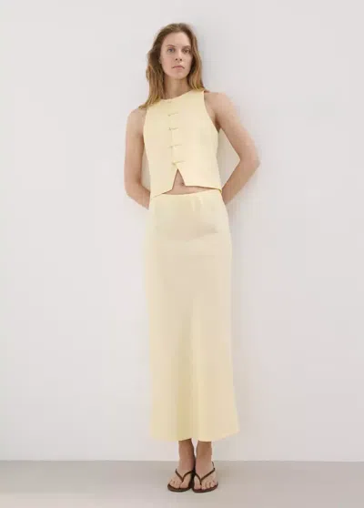 Mango Gilet En Lin Avec Brandebourgs In White